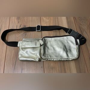 Ficcare Gold and Brown Waist Bag with zipper pockets